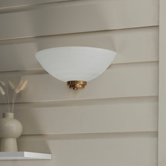Endon 112439 Welles Wall Brushed aged brass plate & white glass 10W LED E27 (Required)