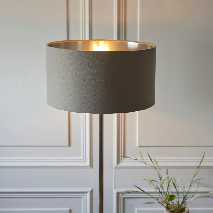Endon 112570 Highclere Single Floor Bright nickel plate & charcoal fabric 10W LED E27 (Required)