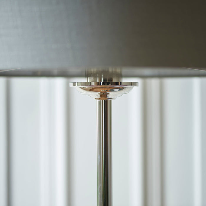 Endon 112570 Highclere Single Floor Bright nickel plate & charcoal fabric 10W LED E27 (Required)