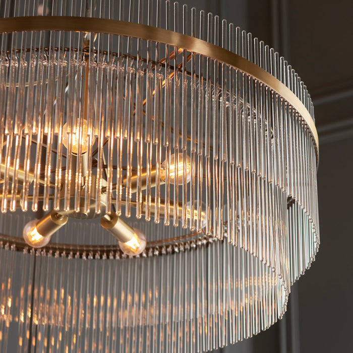 Endon 112574 Marietta Grand 7lt Pendant Antique brass plate & clear glass 7 x 7W LED E14 (Required)