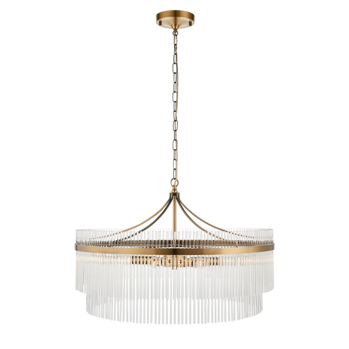 Endon 112574 Marietta Grand 7lt Pendant Antique brass plate & clear glass 7 x 7W LED E14 (Required)