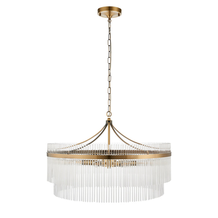 Endon 112574 Marietta Grand 7lt Pendant Antique brass plate & clear glass 7 x 7W LED E14 (Required)