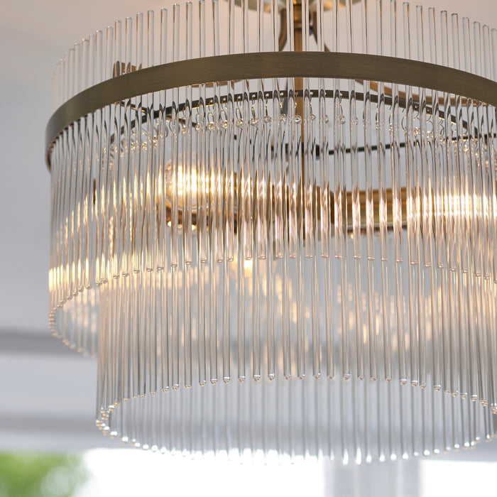 Endon 112575 Marietta 3lt Semi Flush Antique brass plate & clear glass 3 x 7W LED E14 (Required)