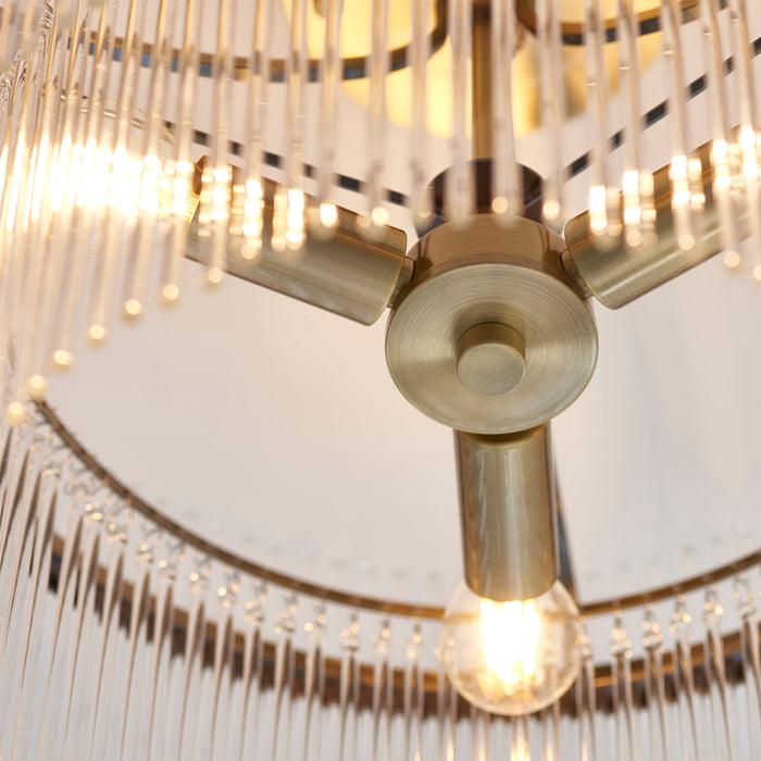 Endon 112575 Marietta 3lt Semi Flush Antique brass plate & clear glass 3 x 7W LED E14 (Required)