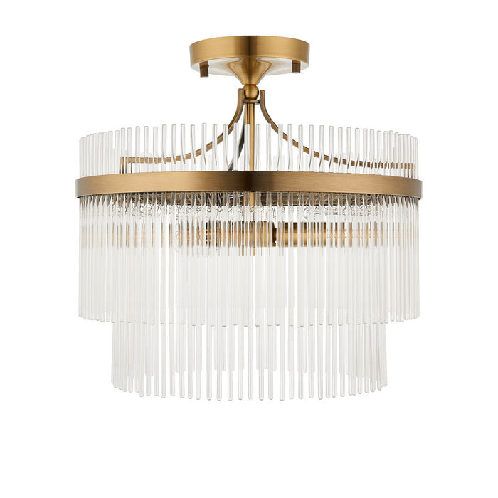 Endon 112575 Marietta 3lt Semi Flush Antique brass plate & clear glass 3 x 7W LED E14 (Required)