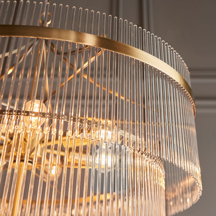 Endon 112576 Marietta 16lt Tiered Pendant Antique brass plate & clear glass 16 x 6W LED E14 (Required)