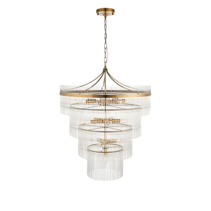 Endon 112576 Marietta 16lt Tiered Pendant Antique brass plate & clear glass 16 x 6W LED E14 (Required)