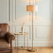 Endon 113461 Highclere Single Floor Vintage brass & natural linen 10W LED E27 (Required) - westbasedirect.com