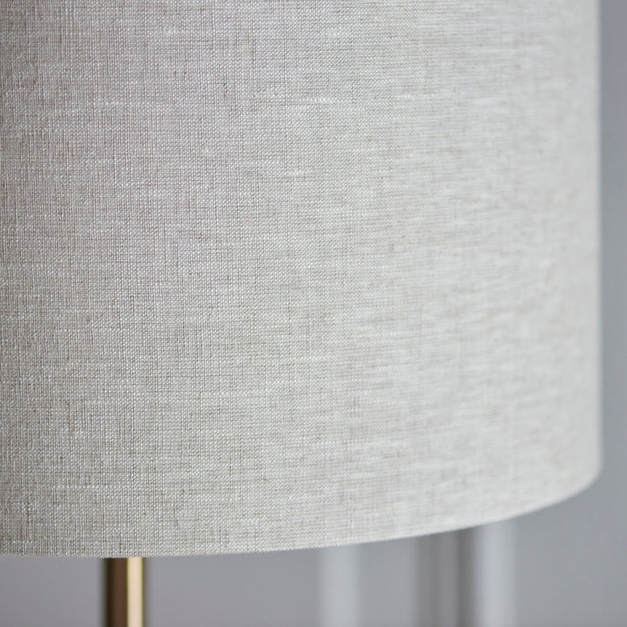 Endon 113461 Highclere Single Floor Vintage brass & natural linen 10W LED E27 (Required) - westbasedirect.com