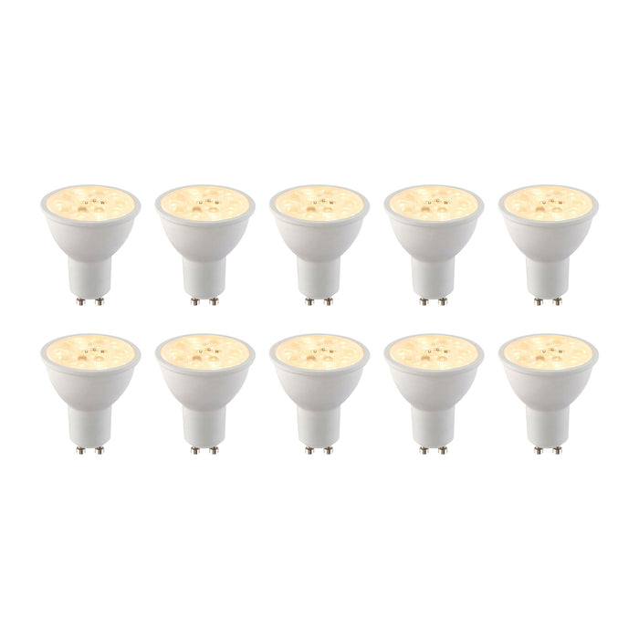 Saxby 113566 GU10 CCT 7W 10PACK 2700/4000/6500K / 600LM 7W Matt white plastic & clear prismatic pc 10 x 7W LED GU10 CCT