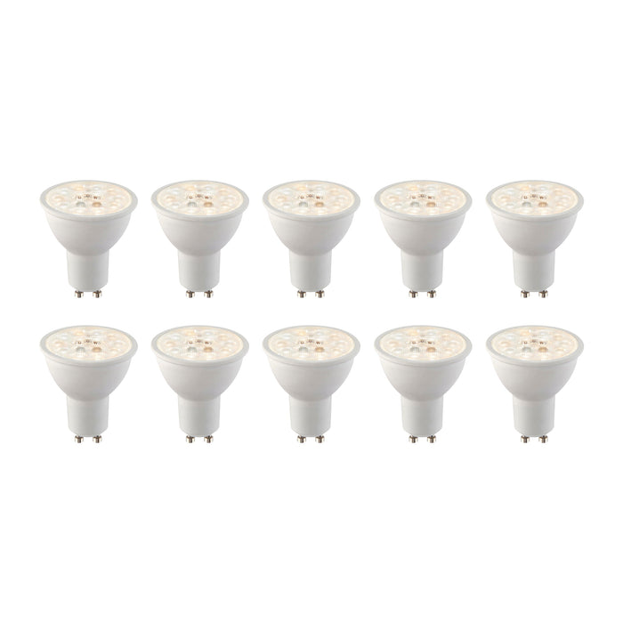 Saxby 113566 GU10 CCT 7W 10PACK 2700/4000/6500K / 600LM 7W Matt white plastic & clear prismatic pc 10 x 7W LED GU10 CCT