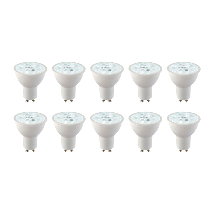 Saxby 113566 GU10 CCT 7W 10PACK 2700/4000/6500K / 600LM 7W Matt white plastic & clear prismatic pc 10 x 7W LED GU10 CCT