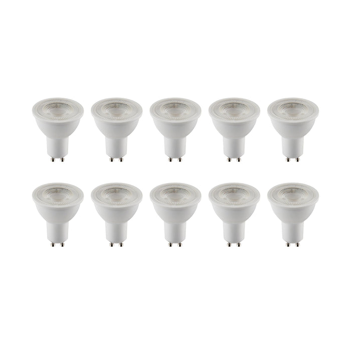 Saxby 113567 GU10 LED 5W 10PACK 3000K/450LM 5W Matt white plastic & clear prismatic pc 10 x 5W LED GU10 Warm White