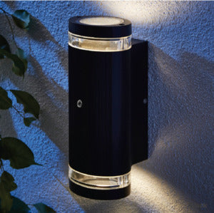 Forum Zink ZN-35685-BLK Helix GU10 IP44 Aluminium Up & Down Wall Light with Photocell Black 35W Max. - westbasedirect.com