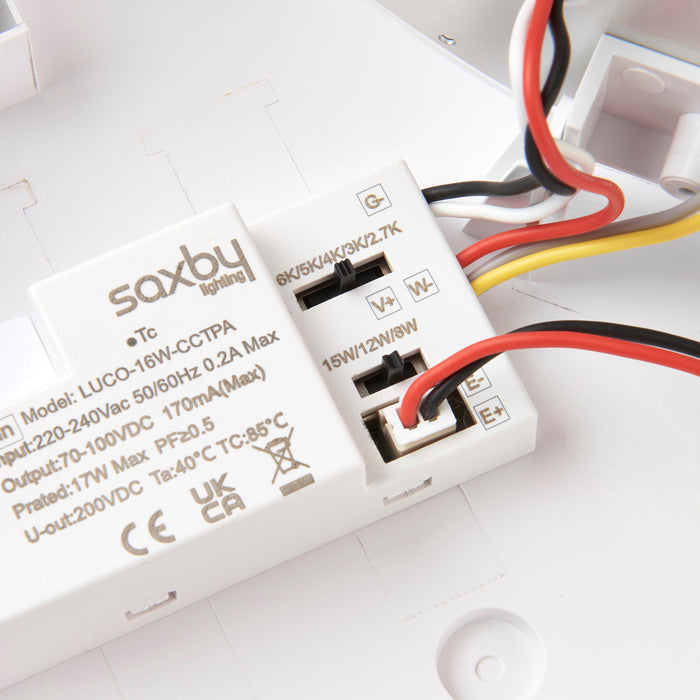 Saxby 113962 Saxby HeroULTRA emergency IP65 15W Matt white textured & opal pc 15W LED module (SMD 2835  CCT) CCT