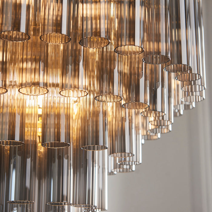 Endon 114197 Toulouse 12lt Pendant Satin brass plate & smokey grey lustre glass 12 x 3W LED G9 (Required)