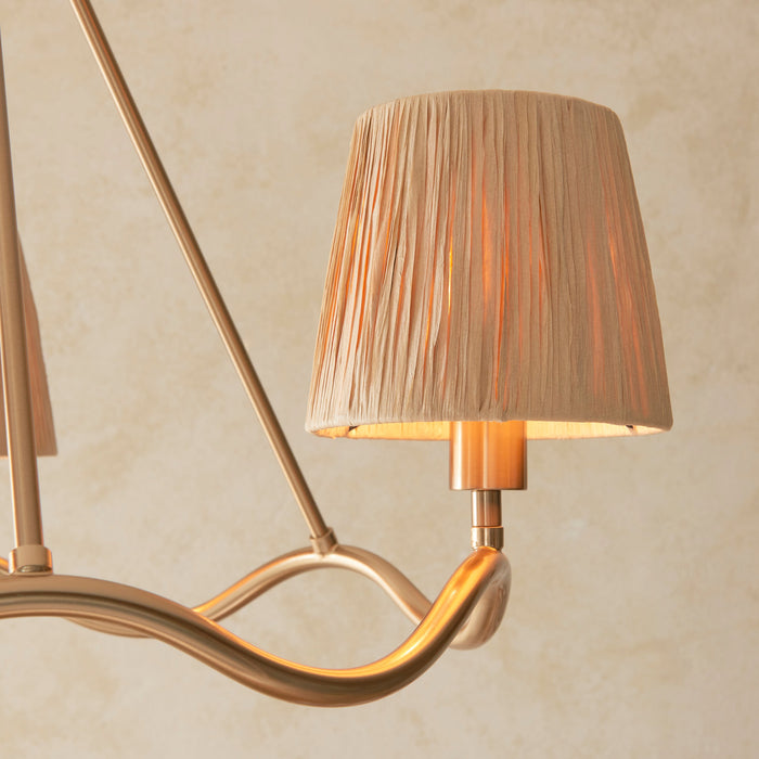 Endon 114213 Wriggle 3lt Pendant Brushed aged brass plate & natural raffia 3 x 6W LED E14 (Required)