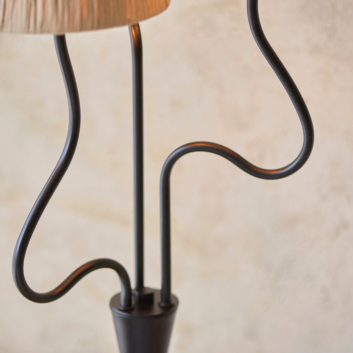 Endon 114221 Wriggle 3lt Floor Matt black & natural raffia 3 x 7W LED E14 (Required)