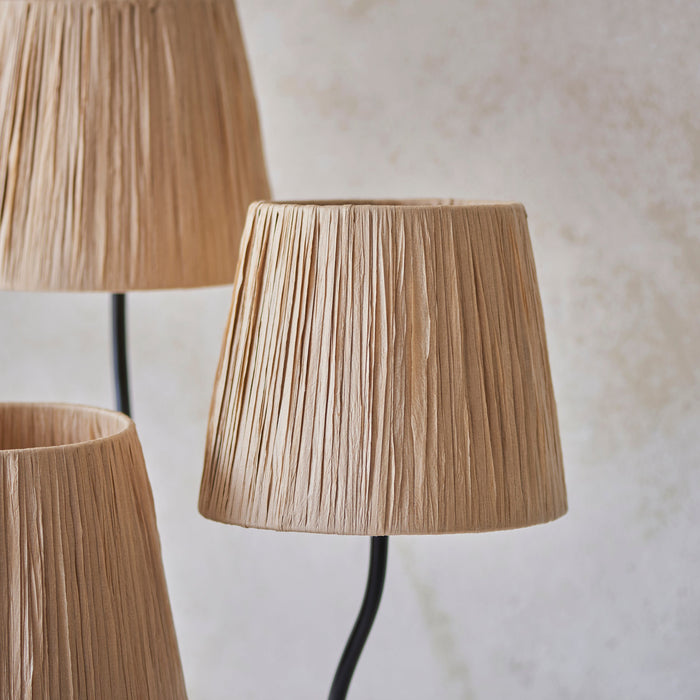Endon 114221 Wriggle 3lt Floor Matt black & natural raffia 3 x 7W LED E14 (Required)