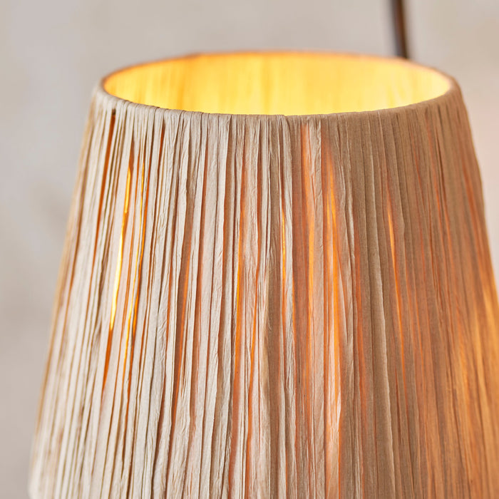 Endon 114221 Wriggle 3lt Floor Matt black & natural raffia 3 x 7W LED E14 (Required)