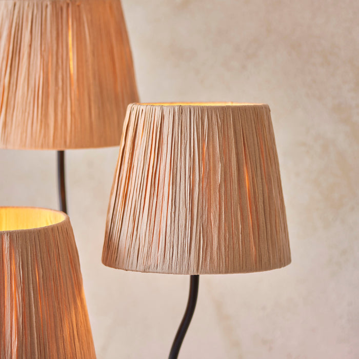 Endon 114221 Wriggle 3lt Floor Matt black & natural raffia 3 x 7W LED E14 (Required)