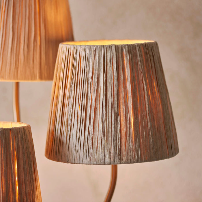 Endon 114222 Wriggle 3lt Floor Brushed aged brass plate & natural raffia 3 x 7W LED E14 (Required)