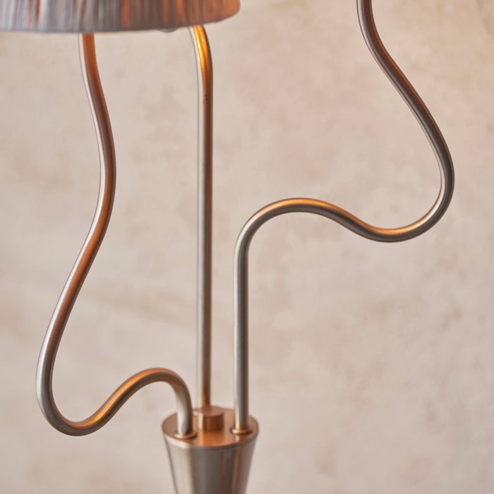 Endon 114222 Wriggle 3lt Floor Brushed aged brass plate & natural raffia 3 x 7W LED E14 (Required)