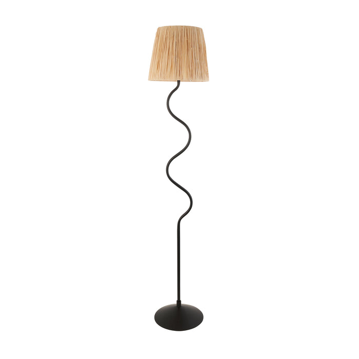Endon 114223 Wriggle Floor Matt black & natural raffia 40W E27 GLS (Required)