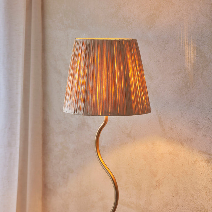 Endon 114224 Wriggle Floor Brushed aged brass plate & natural raffia 10W LED E27 (Required)