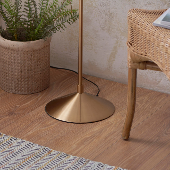 Endon 114224 Wriggle Floor Brushed aged brass plate & natural raffia 10W LED E27 (Required)