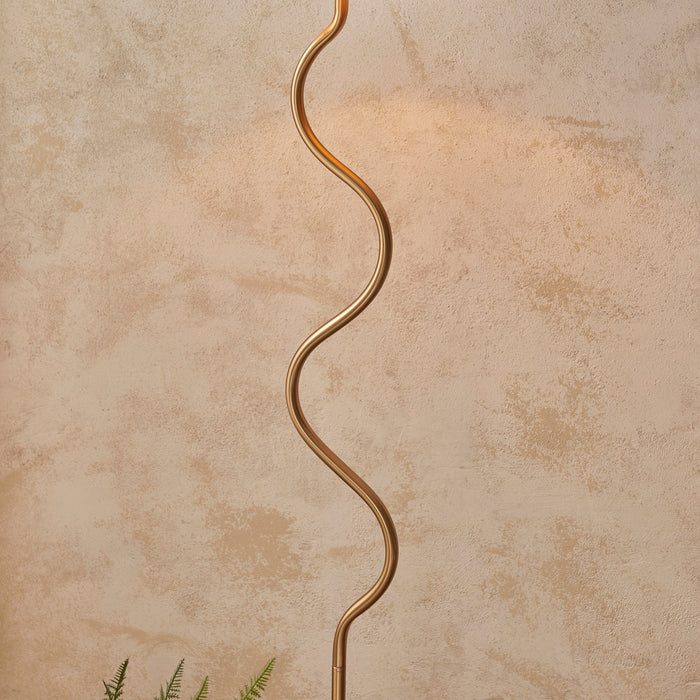 Endon 114224 Wriggle Floor Brushed aged brass plate & natural raffia 10W LED E27 (Required)