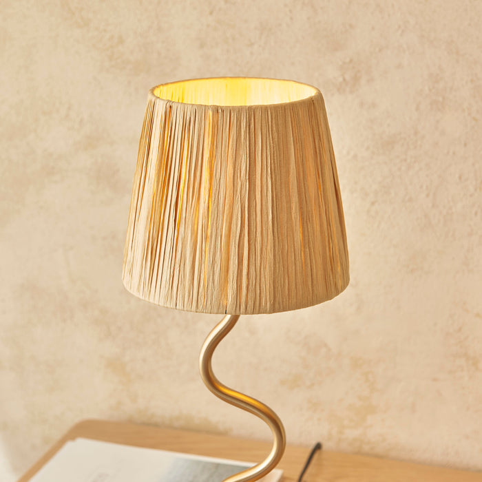 Endon 114225 Wriggle Table Brushed aged brass plate & natural raffia 7W LED E14 (Required)