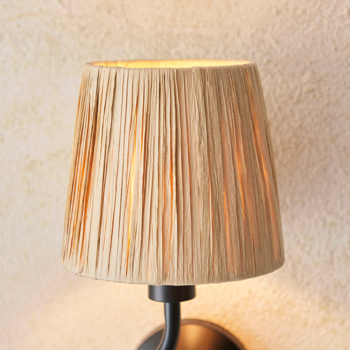 Endon 114226 Wriggle Wall Matt black & natural raffia 7W LED E14 (Required)