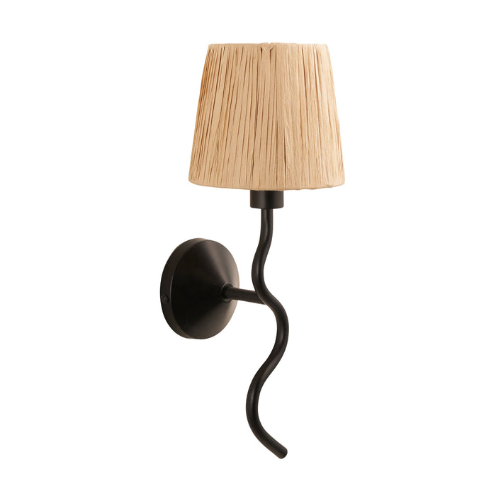 Endon 114226 Wriggle Wall Matt black & natural raffia 7W LED E14 (Required)