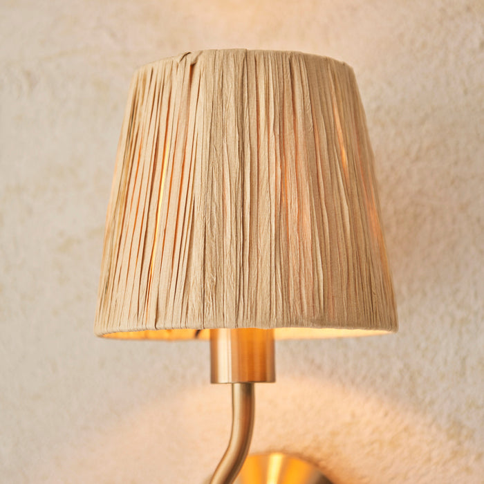 Endon 114227 Wriggle Wall Brushed aged brass plate & natural raffia 7W LED E14 (Required)