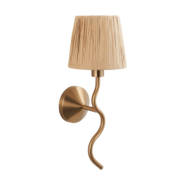 Endon 114227 Wriggle Wall Brushed aged brass plate & natural raffia 7W LED E14 (Required)