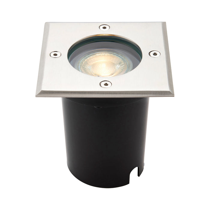 Saxby 114579 Pillar square IP67 7W Brushed stainless steel & clear glass 7W LED GU10