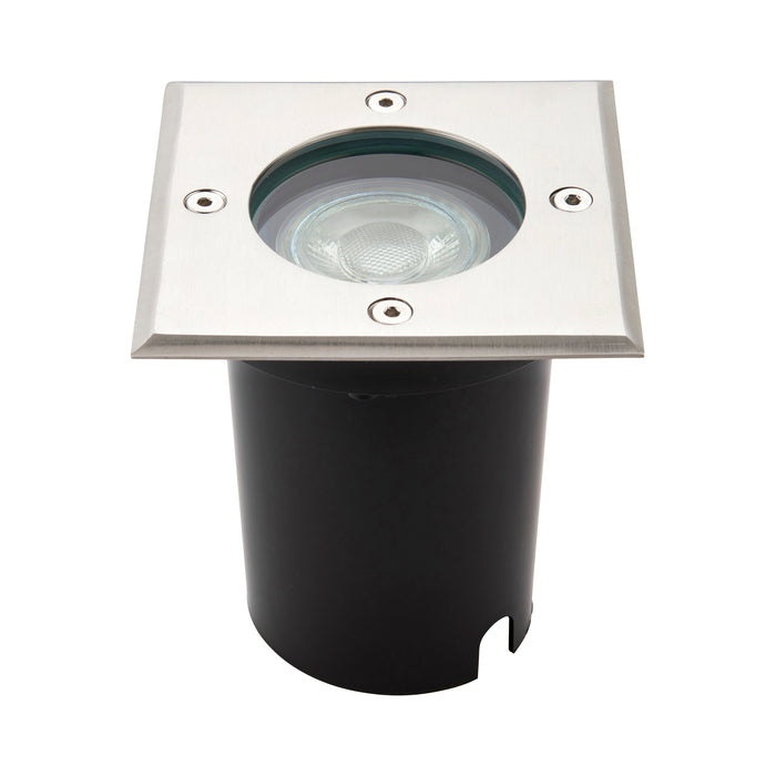 Saxby 114579 Pillar square IP67 7W Brushed stainless steel & clear glass 7W LED GU10