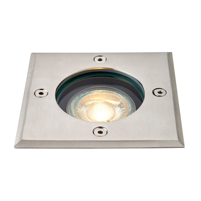 Saxby 114579 Pillar square IP67 7W Brushed stainless steel & clear glass 7W LED GU10