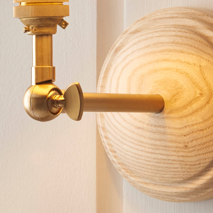 Endon 115075 Wood Wing Wall Fitting Ash wood & brushed aged brass plate 7W LED B22 (Required)