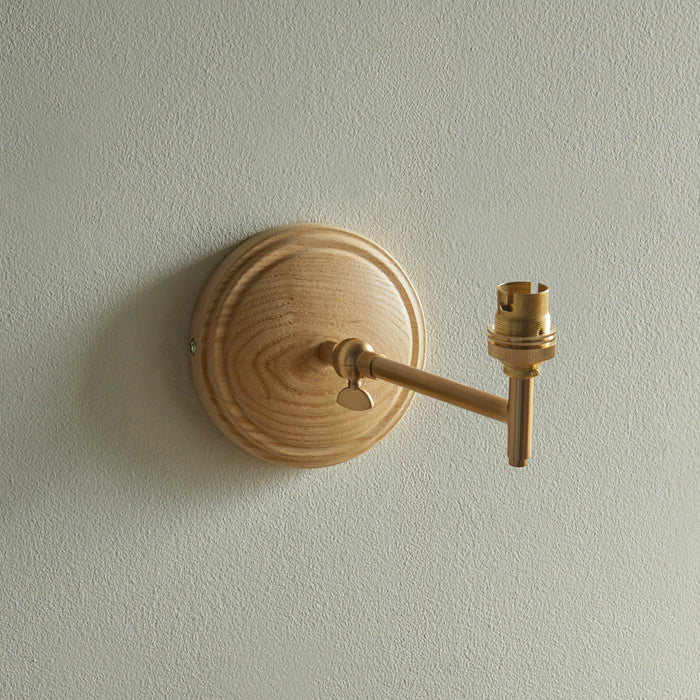 Endon 115077 Wood Fold Wall Fitting Ash wood & brushed aged brass plate 7W LED B22 (Required)