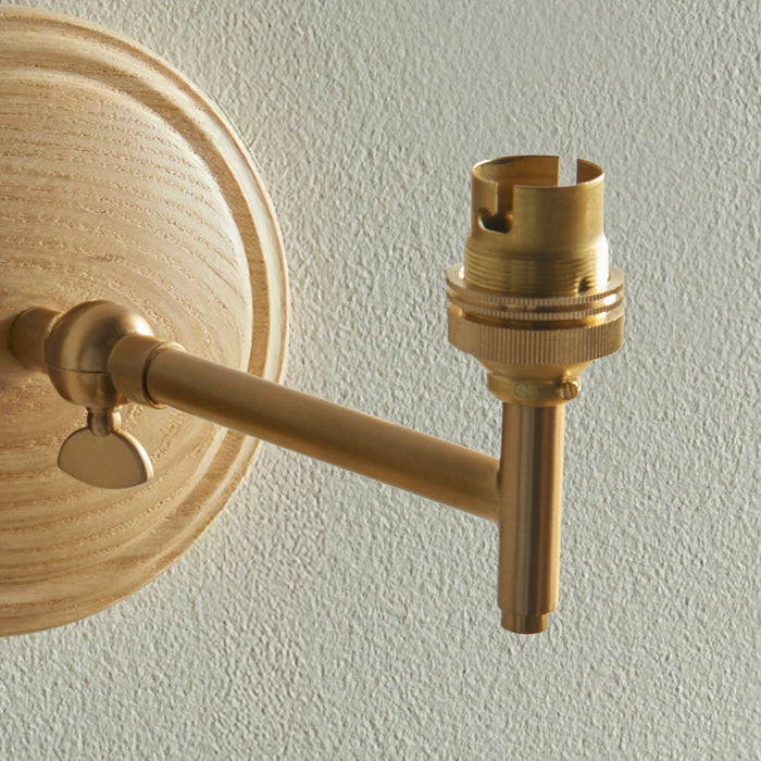 Endon 115077 Wood Fold Wall Fitting Ash wood & brushed aged brass plate 7W LED B22 (Required)