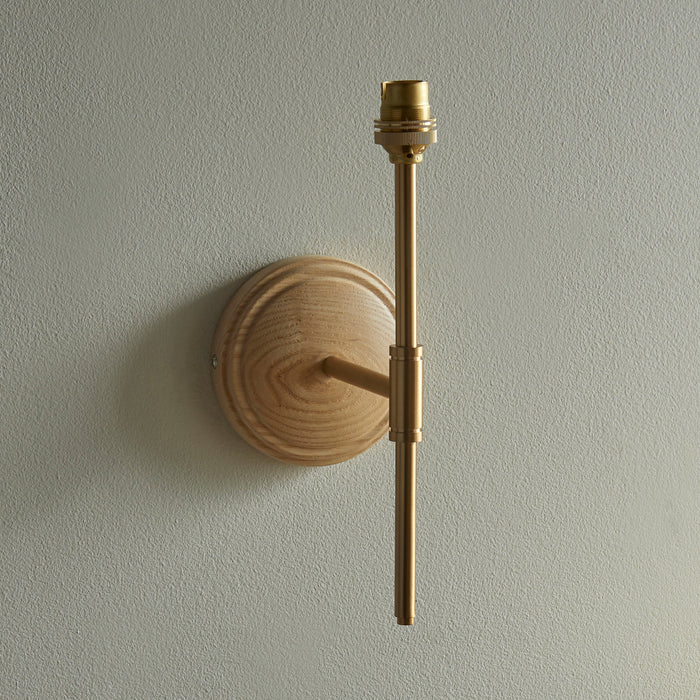 Endon 115078 Wood T Bar Wall Fitting Ash wood & brushed aged brass plate 7W LED B22 (Required)