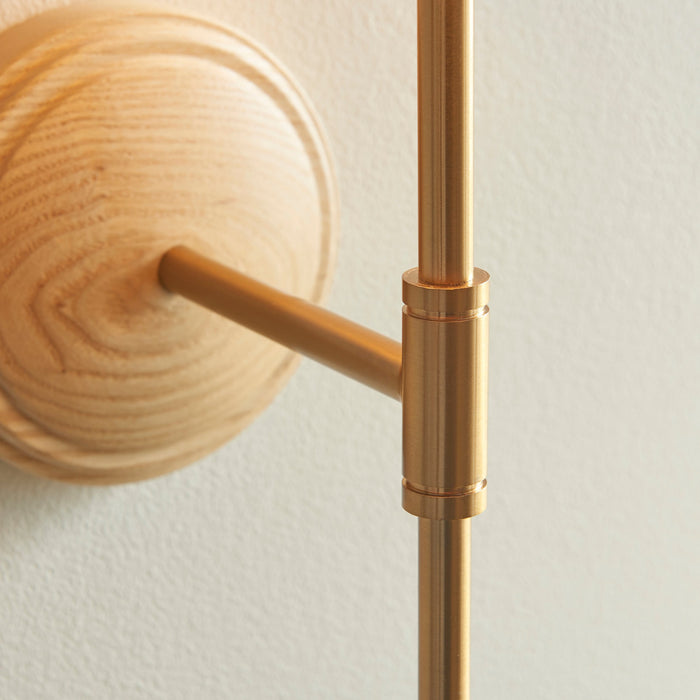Endon 115078 Wood T Bar Wall Fitting Ash wood & brushed aged brass plate 7W LED B22 (Required)