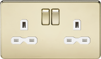 Knightsbridge SFR9000PBWx5 Screwless 13A 2G DP Switched Socket - Polished Brass + White Insert (5 Pack)