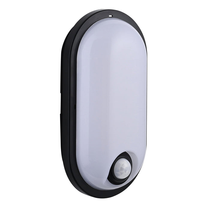 Saxby 118827 Pillo Plus CCT 15W IP65 Oval LED Bulkhead PIR 3000K/4000K/6000K - Black