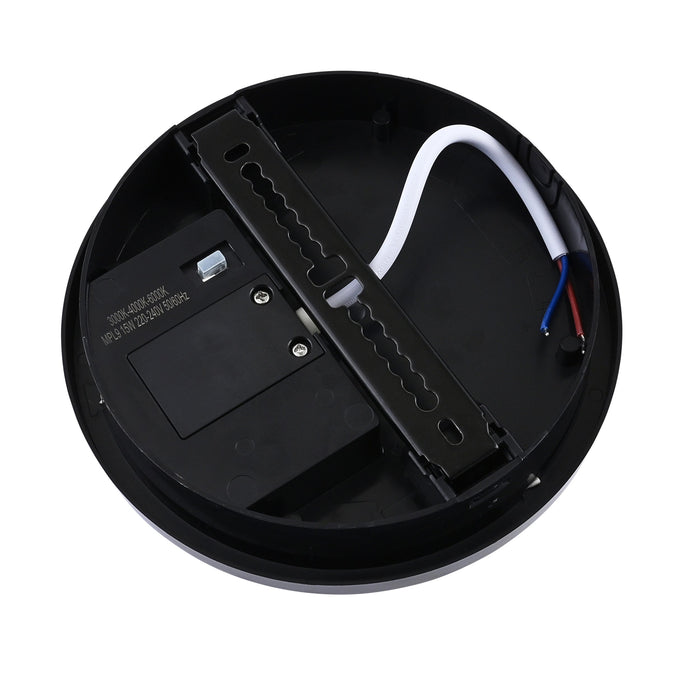 Saxby 118828 Rond Plus CCT 15W IP65 Circular LED Bulkhead 3000K/4000K/6000K - Black