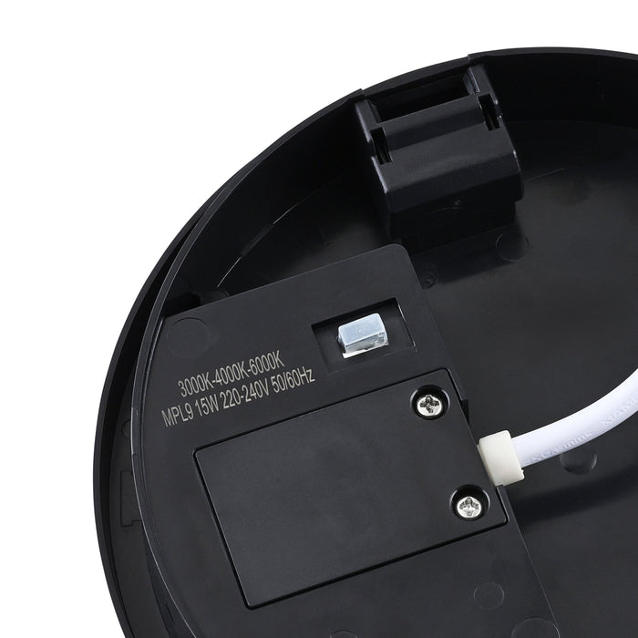 Saxby 118828 Rond Plus CCT 15W IP65 Circular LED Bulkhead 3000K/4000K/6000K - Black