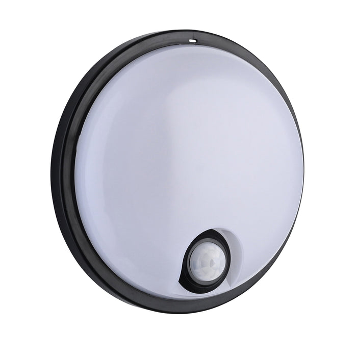 Saxby 118829 Rond Plus CCT 15W IP65 Circular LED Bulkhead PIR 3000K/4000K/6000K - Black