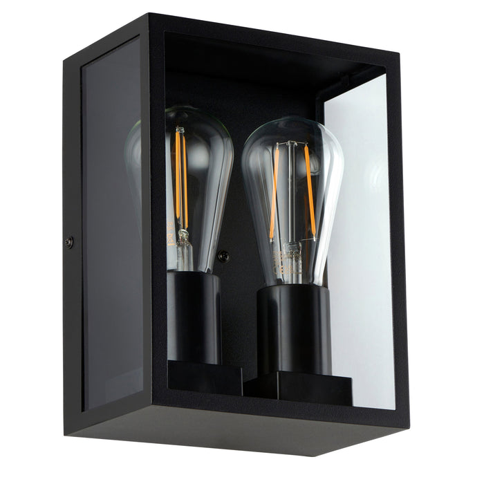 Saxby 118838 Breton 10W IP44 E27 Twin Wall Light Dimmable - Matt Black (Lamp Not Included)